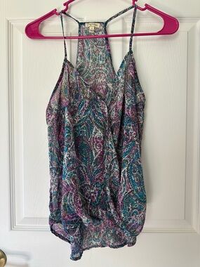 Lily White Teal & Purple Paisley Racerback Camisole